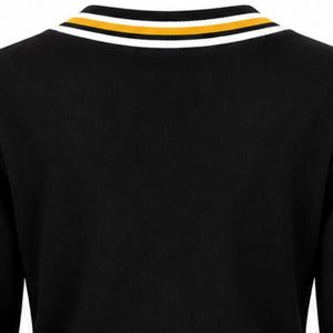 เสื้อสเวตเตอร์ไหมพรมแขนยาวคอวีสำหรับผู้หญิง ปักอักษรตามสั่ง คอเสื้อและปลายแขนเสื้อแบบแถบตัดกัน สไตล์ลำลอง แฟชั่นสำหรับวัยเรียน - Product Image 4