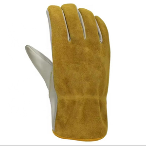 Guantes de Seguridad de Cuero Blanco y Marrón, Texturizados, Resistentes a la Abrasión, Antideslizantes, de Uso General, con Puño Recto - Product Image 3