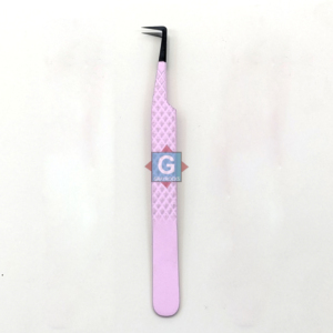 Pince à épiler antistatique en acier inoxydable à long manche, revêtement poudré couleur taupe rose, avec poignée en fibre - Product Image 6