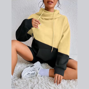 Nouveau Sweat à Capuche Décontracté et Tendance pour Femme avec Poche Kangourou et Empiècements, Style Urbain Ample à Manches Longues - Product Image 4