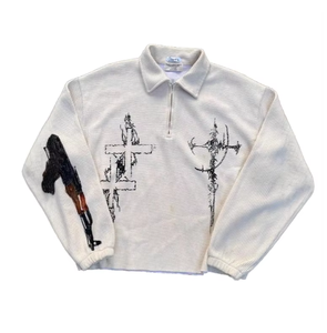 Sudadera Polo de Manga Larga Unisex Estilo Urbano Americano, Ropa Urbana con Gráficos Bordados, Corte Holgado, Otoño Invierno, Moda Casual - Product Image 5