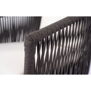 Silla de comedor moderna hecha de aluminio de calidad con cuerda tejida y cojín para uso en exteriores. - Product Image 4