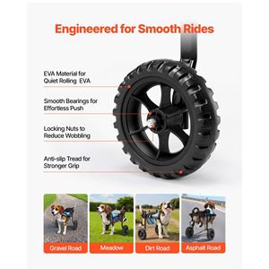 Silla de Ruedas Manual Ajustable de 2 Ruedas para Mascotas, Carrito Ligero para Perros con Ruedas Amortiguadoras para Soporte de Movilidad en las Patas Traseras - Product Image 6