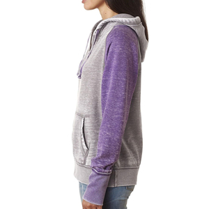 Sweat à capuche pour femme en mélange polyester/coton de haute qualité, style streetwear, coupe confortable, effet délavé à l'acide, avec fermeture éclair sur le devant - Product Image 5