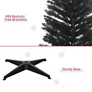 Albero di Natale Sottile con 499 Rami Realistici, Albero Artificiale Nero a Forma di Matita con Supporto in Plastica - Product Image 6