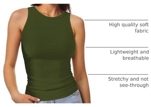Women <b>White</b> Square Neck <b>Crop</b> Tank <b>Top</b> Sleeveless Knitted Casual Elastic Solid Color Regular Fit All Seasons - Product Image 3