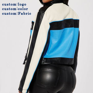 Blouson de moto court en cuir véritable pour femme, style course de haute qualité avec broderie de patch personnalisée - Product Image 2