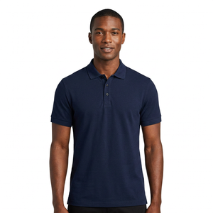 Men's <b>Navy</b> <b>Blue</b> Short Sleeve <b>Polo</b> <b>Shirt</b> 100% Cotton Breathable Casual Solid Design Regular Fit - Product Image 2
