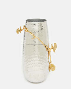Florero de Acero Inoxidable Hecho a Mano con Baño de Latón para Decoración de Interiores del Hogar y Sala de Estar, Diseño Costero, Gran Venta - Product Image 1