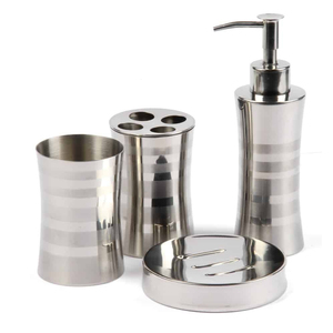 Premium Solid Brass Bathroom Set Luxury Golden Countertop Organizers <b>Toothbrush</b> <b>Holder</b> Soap Dish Tumbler Tray Waste Bin Sanitary - Product Image 4