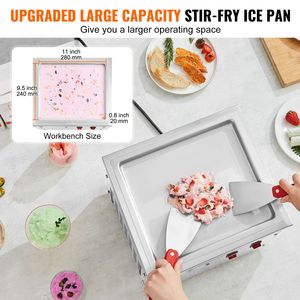 "Stainless Steel 11" X 9.5" Rolled <b>Ice</b> <b>Cream</b> Pan & <b>Machine</b> with Compressor New & Water-friendly" - Product Image 4