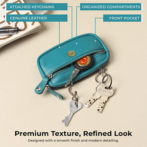 WRIZA Porte-monnaie vintage en cuir véritable pour femme |   Mini porte-clés avec fermeture éclair |   Durable, de haute qualité, pour un usage quotidien - Product Image 2