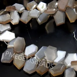 Gray Moonstone Fancy Shape Faceted Briolette Pantagon Trapezoid Marquise Crown Cut Teardrop 12Piece Strand 15-10MM Long Approx