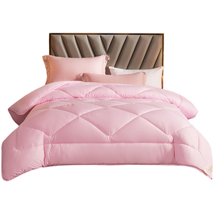 Couette matelassée rose, garnissage polyester, hypoallergénique, respirante, pour automne-hiver, taille Queen, lavable en machine - Product Image 1