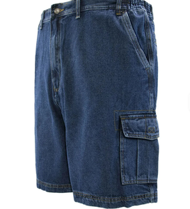 Men's Denim Cargo Shorts Mid Waist Button Fly Solid Color Casual Breathable Woven Cotton Bermuda Length - Product Image 3