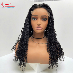 Perruque de luxe en cheveux humains bouclés vietnamiens, avec closure HD Lace 2x4 2x6, doux, volumineux, double tirage, noir naturel - Product Image 2