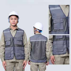 Combinaison de travail industrielle bicolore orange et bleu marine, uniforme de sécurité haute visibilité réfléchissant, combinaison de chantier pour l'ingénierie - Product Image 3