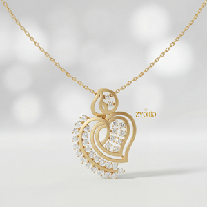 Pendentif élégant en forme de cœur avec diamant, chaîne à maillons plaquée or, design étincelant, romantique intemporel, luxe, fiançailles, mariage, fête - Product Image 1