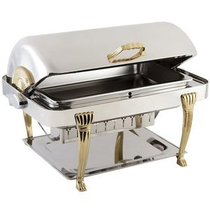 Plat à chafing décoratif en laiton avec support de couvercle et base, chauffe-plat élégant pour hôtels, restaurants et mariages - Product Image 6
