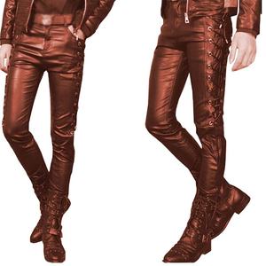 Pantalon en cuir et toile pour homme, confortable, taille mi-haute, coupe droite, personnalisable, haute qualité, design sur mesure, vente chaude - Product Image 2