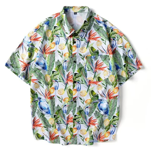 Chemise Hawaïenne Florale Confortable pour Homme, Coupe Ample, Bouton Unique, Col Montant, 100% Coton, Impression Personnalisée, Manches Courtes, Idéale pour les Vacances à la Plage - Product Image 6