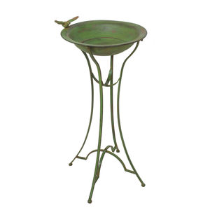 Bain d'oiseaux vintage en métal pour extérieur, mangeoire avec piquet à 5 branches, piédestal en fer pour décoration de jardin, finition antique, abreuvoir pour oiseaux sauvages - Product Image 6