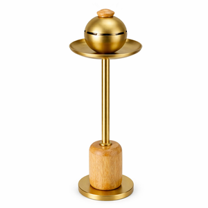 Porte-encens élégant en laiton avec support en bois pour la relaxation et l'aromathérapie à domicile – Vente Flash - Product Image 1