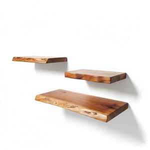 Industrial Adjustable Wooden <b>Floating</b> Shelf <b>Wall</b> Mount Brown 2 Tier Storage Ledge Metal Ladder Bracket Display Rack <b>Unit</b> - Product Image 2
