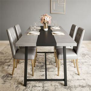 Tavolo da Pranzo Rettangolare Grigio per Soggiorno e Ufficio - Product Image 1