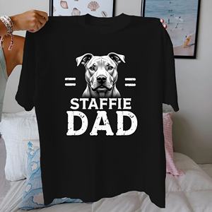Staffie Dad <b>dog</b> illustration Women's pure cotton comfortable <b>T</b>-<b>shirt</b> - Product Image 1