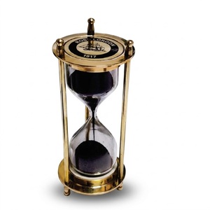 Premium Wood and Brass Hourglass Sand Timer Vintage Decorative Sand <b>Clock</b> for Luxury Office Desk Decor Antique Nautical - Product Image 2