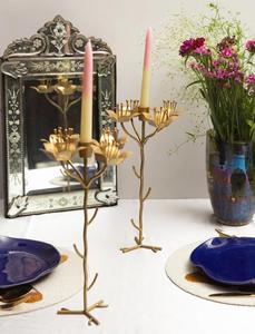 Support de bougie en forme de branche dorée avec motif floral pour la décoration de la maison et des mariages - Product Image 3