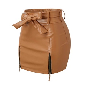 Jupe en cuir crochetée de haute qualité, taille naturelle, moulante, longueur genou, antistatique, pour club, streetwear, look décontracté - Product Image 5
