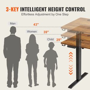 "Height Adjustable 55.1 X 23.6 in 3-Mode Electric Standing <b>Desk</b> Whole Piece Sturdy Metal Frame Max Capacity" - Product Image 5