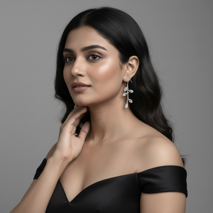 Boucles d'oreilles créoles en argent style indien avec accents de diamants, bijoux en argent sterling 925 pour femmes et jeunes filles, à porter lors de mariages et de fêtes - Product Image 3