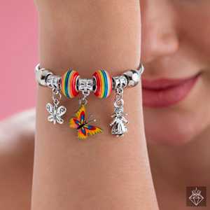 Bracelet à breloques mode en argent multicolore anti-ternissement PRAO - Product Image 5