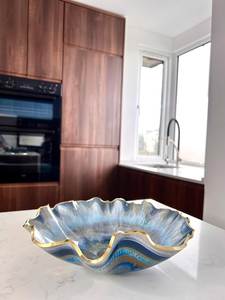Bol décoratif en résine polie fait main, motif pierre rose, design minimaliste, plat de service alimentaire, idéal pour offrir, matériau non revêtu - Product Image 3