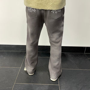 Nouveau pantalon de survêtement ample en coton tricoté délavé à l'acide pour homme, avec logo personnalisé, en molleton épais et coupe large - Product Image 5
