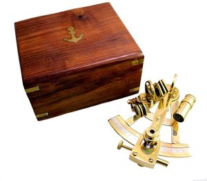 Sextant en laiton artisanal, instrument de navigation maritime, objet nautique vintage, cadeau de collection, décoration - Product Image 6