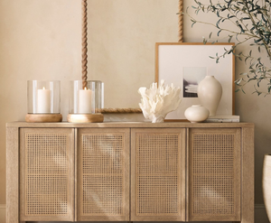 Lanterne en verre cylindrique bio faite à la main avec base en bois, ronde, résistante à la chaleur, de haute qualité, décoration d'intérieur vide - Product Image 4