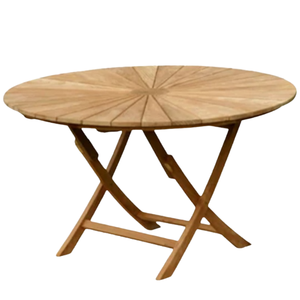 Table de jardin pliante ronde pour 4 personnes en teck, mobilier de jardin - Product Image 1