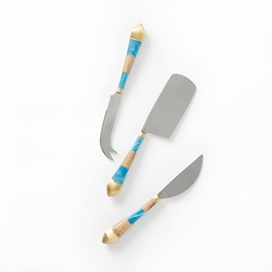 Stainless Steel Buffet Warmer Handle Flatware <b>Sets</b> <b>Wooden</b> Handle With Amazing Color Effects Stainless Steel Cheese Slicer <b>Set</b> - Product Image 2