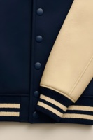 Chaqueta Bomber de Béisbol Varsity de Lana Sólida para Hombre, Personalizada, con Cuello Mandarín, Cortavientos Deportivo Ligero con Botones Delanteros