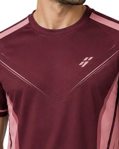 <b>Maroon</b> Pink Mens Sports T Shirt Quick Dry Breathable Gym Fitness Running Athletic Training Activewear Summer Tee Daily Wear <b>Tops</b> - Product Image 5