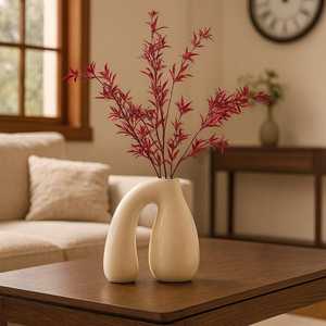 2026 Irregular <b>Unique</b> Pattern Trendy Look Ceramic <b>Vase</b> Vintage Style Luxury Home Decorative Enamel Big Flower Ceramic <b>Vase</b> By UO - Product Image 2