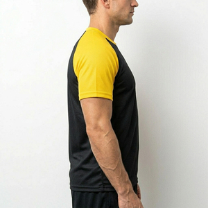 T-shirt décontracté sportif à manches raglan, col rond, bicolore, confortable pour tous les jours, à manches courtes - Product Image 2