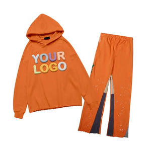 2026 New Design Men's Tracksuits in Full Sleeve Custom Logo Streetwear Solid Color Blank Men Flared Tracksuit Set and Sweatpants - Product Image 2