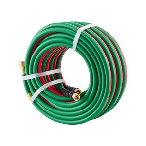 Tubo Doppio per Ossigeno e Acetilene 1/4 di Pollice X 50 Piedi, Raccordo 9/16-18 B, 300PSI Grado T per Saldatura e Taglio, Torcia per Propano e Altri Gas Combustibili - Product Image 1