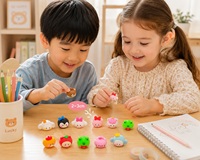 HauHwa Set Penghapus Hewan Lucu Mini Kawaii 2-3Cm 80G Penghapus Mainan Alat Tulis Kartun Kreatif Anak-anak Hadiah Sekolah Hadiah Pesta