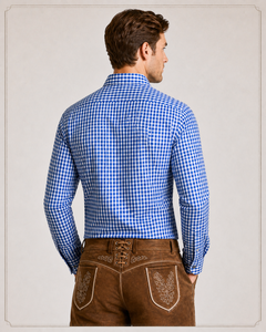 Chemise à carreaux sur mesure de qualité supérieure pour homme, manches longues, en coton, style Trachten, pour l'Oktoberfest, costume bavarois, fabricant de vêtements en gros - Product Image 5